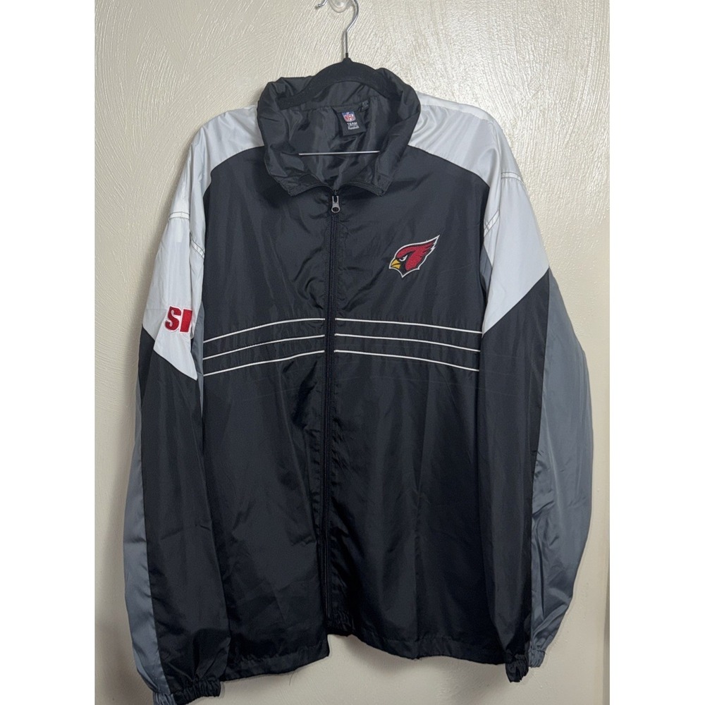 Reebok Arizona Cardinals Windbreaker Jacket XXL Black NFL Football Vintage Gear